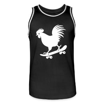 Poulet Coq Poule Skateboard Skater Silhouette - Maillot de basket Homme - noir/blanc - Devant - AI Model Male 185 dark (185cm)