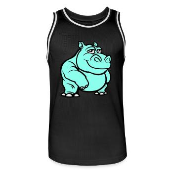 Hippo Comic - Men's Basketball Jersey - black/white - Front - AI Model Male 185 dark (185cm)