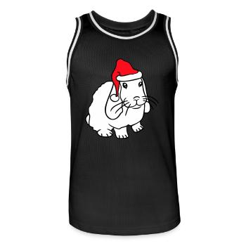 Lapin Père Noël Père Noël Chapeau Chapeau Cadeau - Maillot de basket Homme - noir/blanc - Devant - AI Model Male 185 dark (185cm)