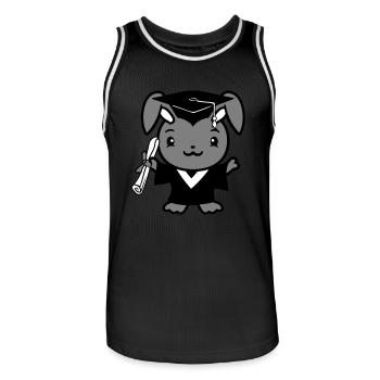 Bunny College School Graduation Abitur Certificate Sweet - Men's Basketball Jersey - black/white - Front - AI Model Male 185 dark (185cm)