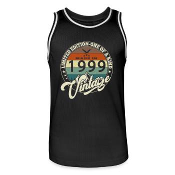 Vintage 1999 meilleur de 1999 - annif 26 ans - Maillot de basket Homme - noir/blanc - Devant - AI Model Male 185 dark (185cm)