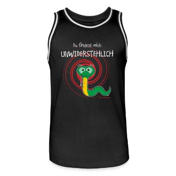 Fun Shirt Schlangen Hypnose Du findest - Männer Basketball-Trikot - Schwarz/Weiß - Vorne - AI Model Male 185 dark (185cm)