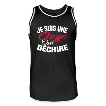 Je suis un cheffe qui déchire - Maillot de basket Homme - noir/blanc - Devant - AI Model Male 185 dark (185cm)