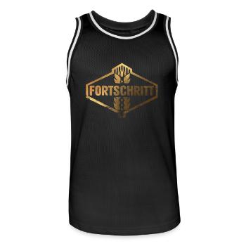 FORTSCHRITT DDR Landmaschinen Vintage Gold - Männer Basketball-Trikot - Schwarz/Weiß - Vorne - AI Model Male 185 dark (185cm)