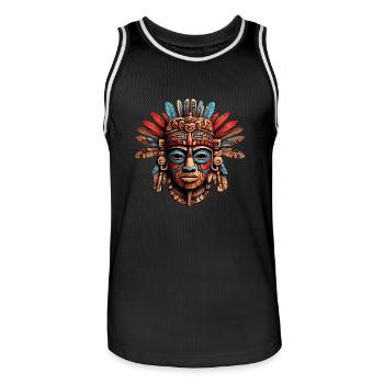 Kunstvolle geschnitzte Azteken, Maya, Inka Maske - Männer Basketball-Trikot - Schwarz/Weiß - Vorne - AI Model Male 185 dark (185cm)