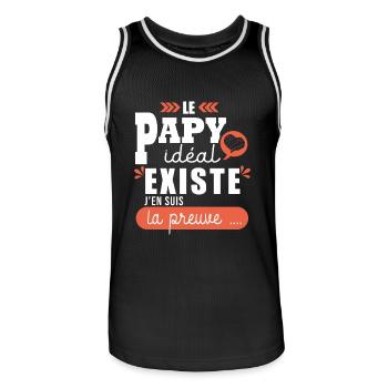 Cadeau papy idéal fête papi T shirt papy cadeau - Maillot de basket Homme - noir/blanc - Devant - AI Model Male 185 dark (185cm)