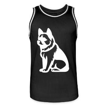 Akita Inu Dog Silhouette - Men's Basketball Jersey - black/white - Front - AI Model Male 185 dark (185cm)