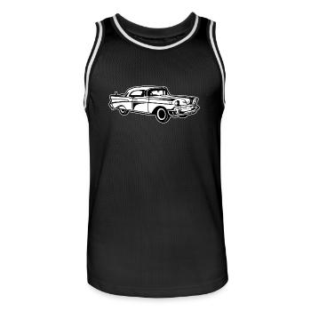 Chevy Bel Air / Voitures anciennes 01_schwarz blanc - Maillot de basket Homme - noir/blanc - Devant - AI Model Male 185 dark (185cm)