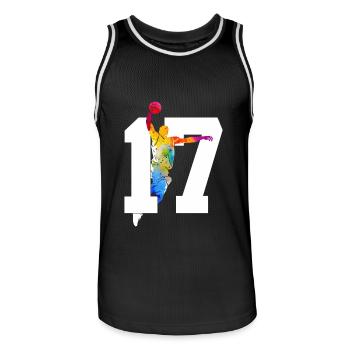 NUMBER 17 BASKETBALL 17TH BIRTHDAY - Men's Basketball Jersey - black/white - Front - AI Model Male 185 dark (185cm)