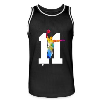 NUMÉRO 11 : 11E ANNIVERSAIRE DE BASKET-BALL - Maillot de basket Homme - noir/blanc - Devant - AI Model Male 185 dark (185cm)