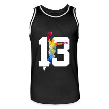 NUMMER 13 BASKETBALL 13. GEBURTSTAG - Männer Basketball-Trikot - Schwarz/Weiß - Vorne - AI Model Male 185 dark (185cm)