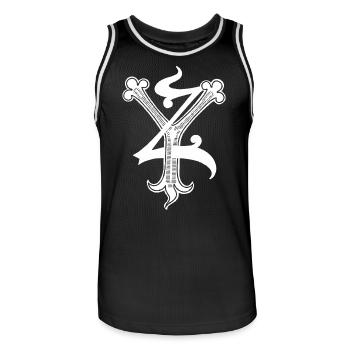 Letters YZ Rapp art - Men's Basketball Jersey - black/white - Front - AI Model Male 185 dark (185cm)