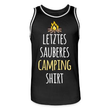 Letztes sauberes Camping Shirt Camper Lagerfeuer - Männer Basketball-Trikot - Schwarz/Weiß - Vorne - AI Model Male 185 dark (185cm)