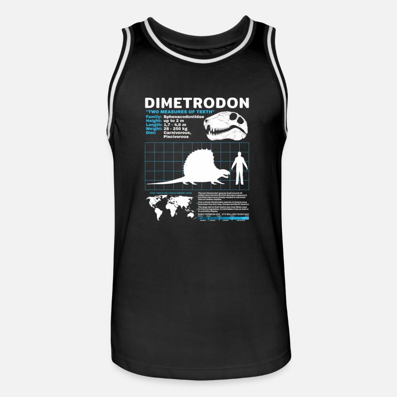 Dimetrodon Datenblatt - Männer Basketball-Trikot - Schwarz/Weiß