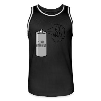 People Repellent Go Away Spray - Men's Basketball Jersey - black/white - Front - AI Model Male 185 dark (185cm)