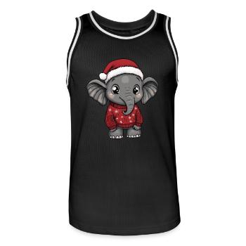 Bande dessinée de Noël éléphant - Maillot de basket Homme - noir/blanc - Devant - AI Model Male 185 dark (185cm)