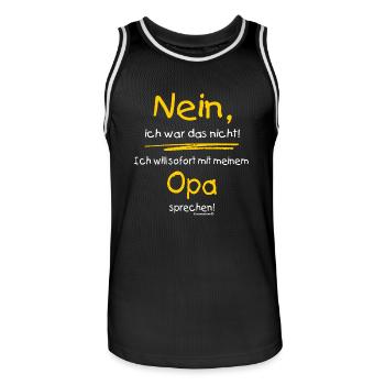 Ich war das nicht - Opa sprechen - RAHMENLOS Baby - Männer Basketball-Trikot - Schwarz/Weiß - Vorne - AI Model Male 185 dark (185cm)