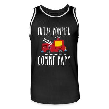 Futur pompier cadeau humour - Maillot de basket Homme - noir/blanc - Devant - AI Model Male 185 dark (185cm)