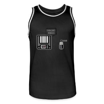 Diskette auf USB-Stick - Männer Basketball-Trikot - Schwarz/Weiß - Vorne - AI Model Male 185 dark (185cm)
