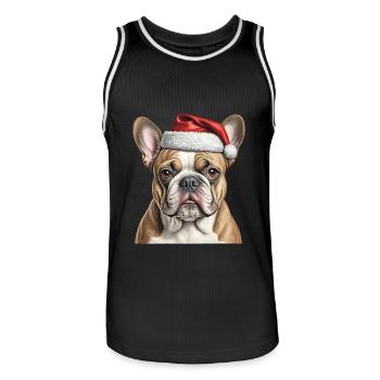 Bouledogue de Noël - Maillot de basket Homme - noir/blanc - Devant - AI Model Male 185 dark (185cm)
