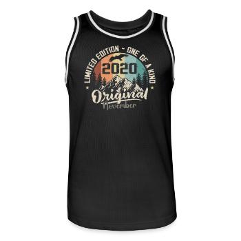 Original Novembre 2020 Anniversaire Novembre 2020 - Maillot de basket Homme - noir/blanc - Devant - AI Model Male 185 dark (185cm)