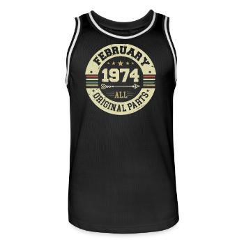 Februar 1974 Jahrgang Geburtstag Geschenk 1974 - Männer Basketball-Trikot - Schwarz/Weiß - Vorne - AI Model Male 185 dark (185cm)