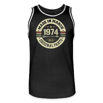 Légendaire depuis mars 1974 - Maillot de basket Homme - noir/blanc - Devant - AI Model Male 185 dark (185cm)