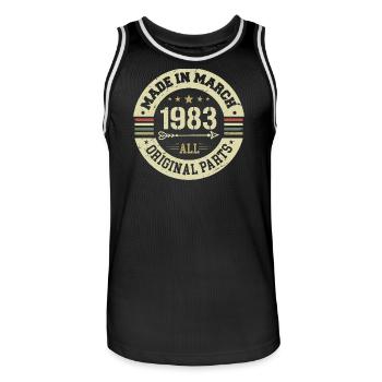 Légendaire depuis mars 1983 - Maillot de basket Homme - noir/blanc - Devant - AI Model Male 185 dark (185cm)