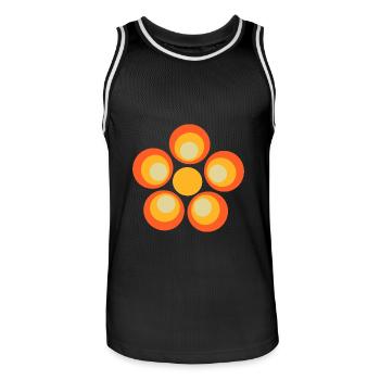 70s Flower Pattern - Men's Basketball Jersey - black/white - Front - AI Model Male 185 dark (185cm)