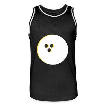 Bowlingkugel, Bowling - Männer Basketball-Trikot - Schwarz/Weiß - Vorne - AI Model Male 185 dark (185cm)