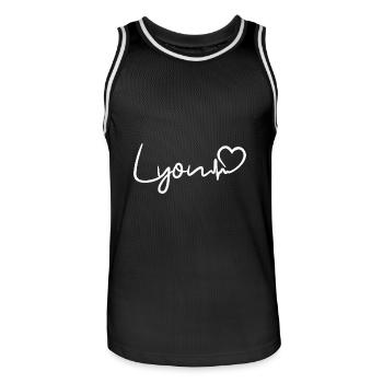 Lyon heartbeat - Men's Basketball Jersey - black/white - Front - AI Model Male 185 dark (185cm)