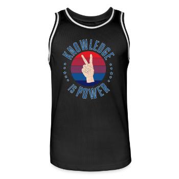 Knowledge is power - Men's Basketball Jersey - black/white - Front - AI Model Male 185 dark (185cm)