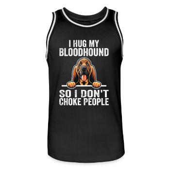 I Hug My Bloodhound So I Don't Choke People - Men's Basketball Jersey - black/white - Front - AI Model Male 185 dark (185cm)