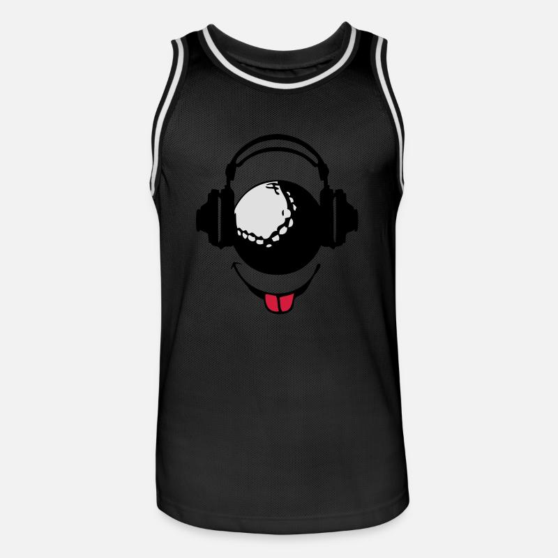 Kopfhörer Kopfhörer dj Golf smiley1 - Männer Basketball-Trikot - Schwarz/Weiß