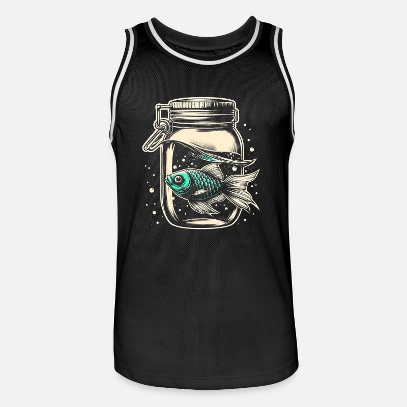 Poisson dans un bocal - Maillot de basket Homme - noir/blanc