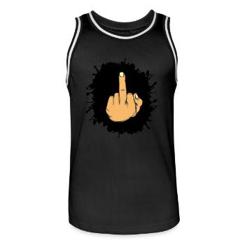 Splatter middle finger - Men's Basketball Jersey - black/white - Front - AI Model Male 185 dark (185cm)