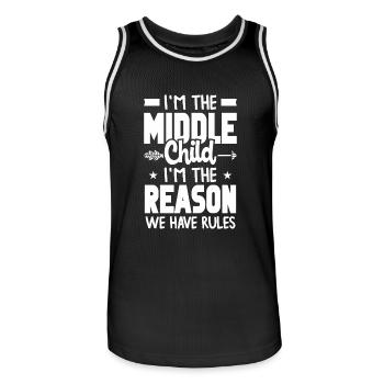 Familie Kinder Geschwister Lustig Geschenkidee - Männer Basketball-Trikot - Schwarz/Weiß - Vorne - AI Model Male 185 dark (185cm)