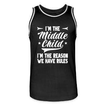 Familie Kinder Geschwister Lustig Geschenkidee - Männer Basketball-Trikot - Schwarz/Weiß - Vorne - AI Model Male 185 dark (185cm)