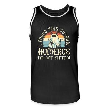 Halloween Cat Ghost Humor Saying Funny - Men's Basketball Jersey - black/white - Front - AI Model Male 185 dark (185cm)