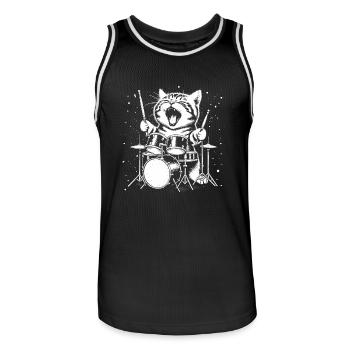 Rock Music Cat Funny Humor Gift Idea - Men's Basketball Jersey - black/white - Front - AI Model Male 185 dark (185cm)