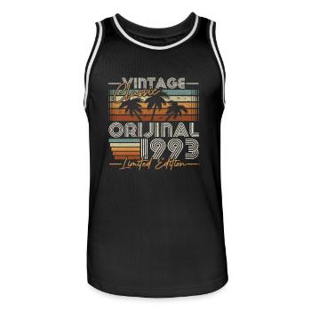 1993 Vintage, Birthday Gift for Born In 1993 - Men's Basketball Jersey - black/white - Front - AI Model Male 185 dark (185cm)