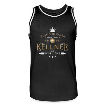 Kellner T-Shirt Ruhig bleiben - Männer Basketball-Trikot - Schwarz/Weiß - Vorne - AI Model Male 185 dark (185cm)