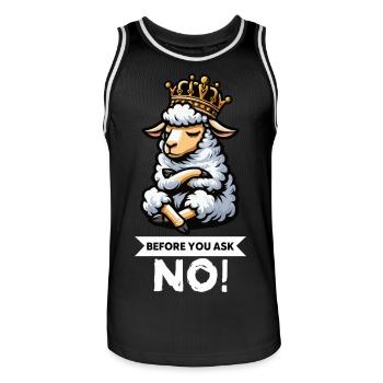 Before You Ask Sheep Sheep Shepherd Sheep Holder - Men's Basketball Jersey - black/white - Front - AI Model Male 185 dark (185cm)