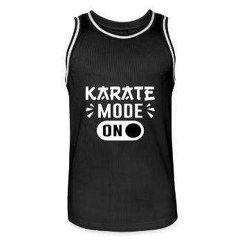 Karate Mode On - Men's Basketball Jersey - black/white - Front - AI Model Male 185 dark (185cm)