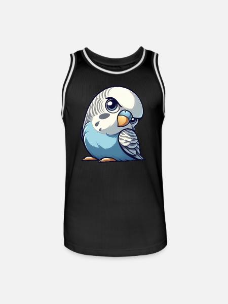 Süßer Wellensittich Cartoon Vögel Treu Skeptisch - Männer Basketball-Trikot - Schwarz/Weiß