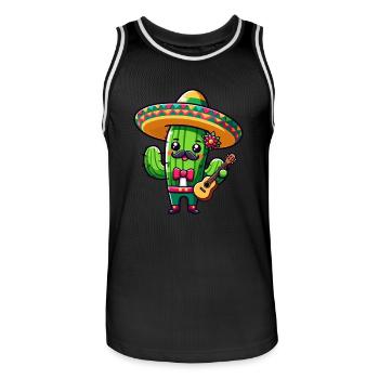 Cinco de Mayo Cactus Mariachi Guitariste - Maillot de basket Homme - noir/blanc - Devant - AI Model Male 185 dark (185cm)