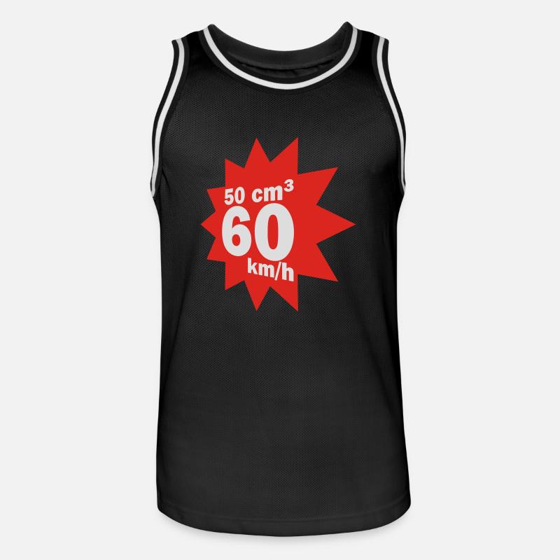 50 cc, 60 kmh - Maillot de basket Homme - noir/blanc