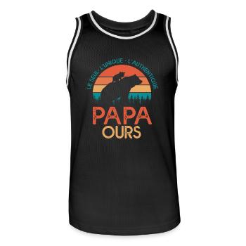 papa ours cadeau papa tshirt papa ours - Maillot de basket Homme - noir/blanc - Devant - AI Model Male 185 dark (185cm)