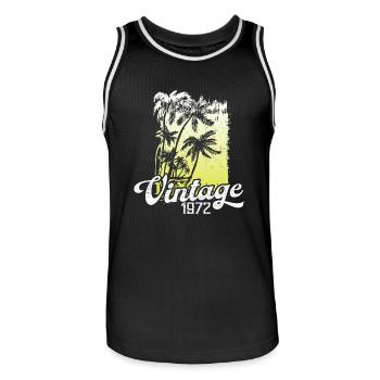 This legend was born in 1972 Birthday Retro - Men's Basketball Jersey - black/white - Front - AI Model Male 185 dark (185cm)