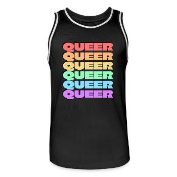 Queer gay pride 6 rainbow colors - Men's Basketball Jersey - black/white - Front - AI Model Male 185 dark (185cm)